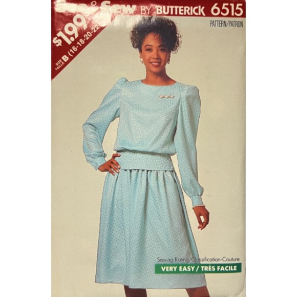 Vintage ©1988 See & Sew 6515 Sewing Pattern - Easy Top and Skirt - Picture 1 of 2
